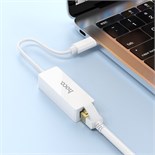 Адаптер Hoco UA22, Type-C - ethernet (100 Mб), 15 см, белый 9881641