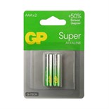 Батарейка алкалиновая GP Super, AAA, LR03-2BL, 1.5В, блистер, 2 шт. 10783279