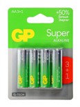 Батарейка алкалиновая GP Super, AA, LR6-4BL, 1.5В, 3+1 шт. 10800448