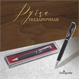 Ручка шариковая, подарочная, поворотная, в пластиковом футляре, чёрная с серебристыми вставками, "Стиль" 107261