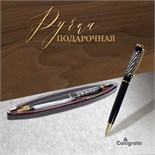 Ручка подарочная, шариковая "Рябь", поворотная, в пластиковом футляре, чёрная с золотистыми вставками 1087810