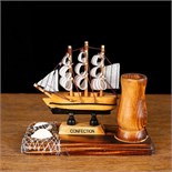 Набор настольный «Корабль» с подставкой для ручек, 12 х 13 х 6 см 1531155