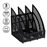 Лоток для бумаг cборный, вертикальный, LINE, 3 отделения, чёрный 3034864