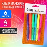 Набор маркеров-текстовыделителей, 6 цветов, наконечники скошенные, 4 мм 4044158