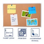 Доска пробковая 90х120 см, Calligrata СТАНДАРТ, в алюминиевой рамке 4275240