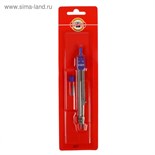Циркуль металлический Koh-I-Noor 5901, 122 мм + контейнер с грифелем, серебристый, в блистере с европодвесом 4916590