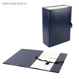 Короб архивный с завязками А4, Calligrata, 100 мм бумвинил, до 800 листов, синий 5420974