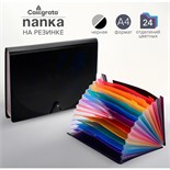 Папка на резинке А4, 24 отделения (разноцветные), чёрная 7108008