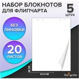 Набор блокнотов 5 штук для флипчарта, 67,5 х 98 см, 20 листов белый, 92%, 80 г/м2, Calligrata 9438096