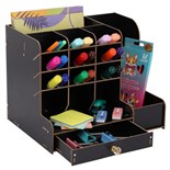 Органайзер - подставка настольный deVENTE. Elrix 24,5 x 15 x 25,5 см, МДФ, чёрный, картонная коробка 9710191
