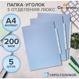 Набор папок уголков, А4, 200 мкм, 5 штук, Calligrata TOP Breeze, 3 отделения, небесный, глянцевые, полупрозрачные 9915348