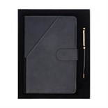 Ежедневник недатированный А5, 140л, клетка, к/зам, с ручкой, в подар. короб., Серый 10536933