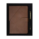 Ежедневник недатированный А5, 140л, клетка, к/зам, с ручкой, в подар. короб., Коричневый 10536935
