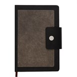 Ежедневник недатированный, А5, 140л, клетка, обл.кожзам, на кнопке, Черный/серый 10536962