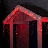 Гирлянда «Бахрома» 4 × 0.6 м, IP44, прозрачная нить, 180 LED, свечение красное, 8 режимов, 220 В 187270