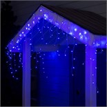 Гирлянда «Бахрома» 3 × 0.6 м, IP44, УМС, прозрачная нить, 160 LED, свечение синее, 220 В 187278