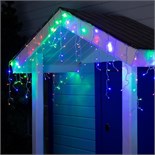 Гирлянда «Бахрома» 4 × 0.6 м, IP44, прозрачная нить, 180 LED, свечение мульти, 8 режимов, 220 В 671668