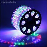Световой шнур Luazon Lighting 11 мм, IP65, 100 м, 24 LED/м, 220 В, 2W, постоянное свечение, свечение мульти 767713
