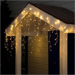 Гирлянда «Бахрома» 3 × 0.6 м, IP44, УМС, прозрачная нить, 160 LED, свечение тёплое белое, 220 В 1080163