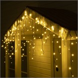 Гирлянда «Бахрома» 3 × 0.6 м, IP44, УМС, тёмная нить, 160 LED, свечение тёплое белое, 220 В 1080168