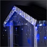 Гирлянда «Бахрома» 3 × 0.6 м, IP44, УМС, тёмная нить, 160 LED, свечение бело-синее, мигание, 220 В 1080171