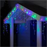 Гирлянда «Бахрома» 3 × 0.6 м, IP44, УМС, белая нить, 160 LED, свечение мульти, 220 В 1080173