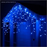 Гирлянда "Бахрома" 3 х 0.6 м , IP65, УМС, белая нить каучук, 108 LED, свечение синее, 220 В 2361660