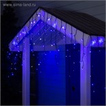 Гирлянда «Бахрома» 3 × 0.6 м, IP44, УМС, тёмная нить, 160 LED, свечение синее, мерцание белым, 220 В 3584178