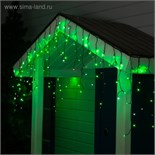 Гирлянда «Бахрома» 3 × 0.6 м, IP44, УМС, тёмная нить, 160 LED, свечение зелёное, мерцание белым, 220 В 3584180