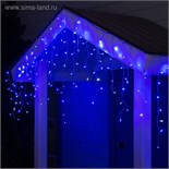 Гирлянда «Бахрома» 3 × 0.6 м, IP44, УМС, прозрачная нить, 160 LED, свечение синее, мерцание белым, 220 В 4356984