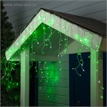 Гирлянда «Бахрома» 3 × 0.6 м, IP44, УМС, прозрачная нить, 160 LED, свечение зелёное, мерцание белым, 220 В 4356986