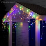 Гирлянда «Бахрома» 3 × 0.6 м, IP44, УМС, прозрачная нить, 160 SMD-LED, свечение мульти, 220 В 4356988