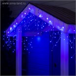 Гирлянда «Бахрома» 3 × 0.6 м, IP44, УМС, прозрачная нить, 160 SMD-LED, свечение синее, 220 В 4356991