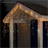 Гирлянда «Бахрома» 3 × 0.6 м, IP44, УМС, прозрачная нить, 160 LED, свечение жёлтое, мерцание белым, 220 В 4356985