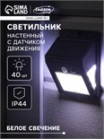 Садовый светильник на солнечной батарее с датчиком движения, накладной, 9.5 × 12.5 × 5 см, 40 LED, свечение белое 4604473