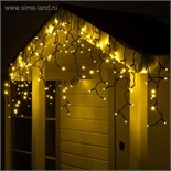 Гирлянда "Бахрома" 3 х 0.6 м , IP65, УМС, тёмная нить каучук, 108 LED, свечение тёплое белое, 220 В 5204446