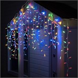 Гирлянда "Бахрома" 3 х 0.9 м , IP65, УМС, белая нить каучук, 232 LED, свечение мульти, 220 В 5204448