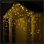 Гирлянда "Бахрома" 3 х 0.9 м , IP65, УМС, тёмная нить каучук, 144 LED, свечение тёплое белое, 220 В 5204454