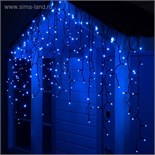 Гирлянда "Бахрома" 3 х 0.9 м , IP65, УМС, тёмная нить каучук, 232 LED, свечение синее, 220 В 5204455