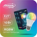 Лампа светодиодная RGB+W, с пультом , А60, 10 Вт, 800 Лм, Е27, 220 В 5526602