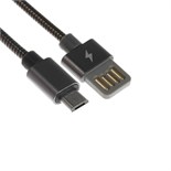Кабель MicroUSB - USB, 2.1 А, металлическая оплётка, 1 метр, чёрный 9940261