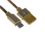 Кабель MicroUSB - USB, 2.1 А, металлическая оплётка, 1 метр, золотистый 9940263