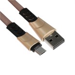 Кабель MicroUSB - USB, 2.4 А, оплётка ткань, плоский, 1 метр, коричневый 9940271