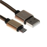 Кабель MicroUSB - USB, 2.1 А, оплётка нейлон, 1 метр, золотистый 9940279