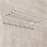 Полка откидная с двигающимися крючками Accoona A141, 57×30 см, цвет хром 1179870