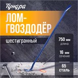 Лом-гвоздодер ТУНДРА, 65 сталь, шестигранный, 750 х 16 мм 882068