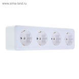 Розетка "Кунцево" Оптима, четырехместная, 16 А, 250 В, с з/к, наружная, со шторками, белая 1411231