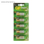Батарейка алкалиновая GP Super, AA, LR6-5BL, 1.5В, отрывной блистер, 5 шт. 1528606