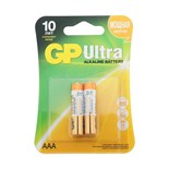Батарейка алкалиновая GP Ultra, AAA, LR03-2BL, 1.5В, блистер, 2 шт. 1528611