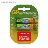 Аккумулятор GP, Ni-Mh, AA, HR6-2BL, 1.2В, 1000 мАч, блистер, 2 шт. 1741263
